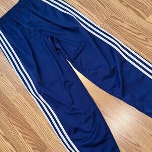 VTG Mens Adidas Pants Large Blue/White Tear Away Sweatpants Y2K Snap On Trefoil
